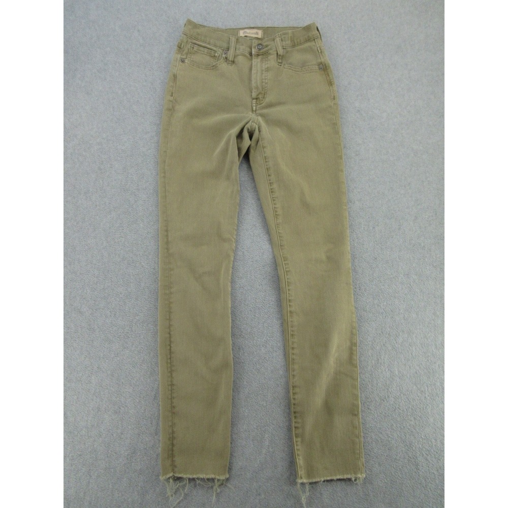 Madewell Womens Jeans Skinny Fit Olive Green 9 High-Rise Raw Hem 24